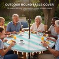 thumbnail image 3 of Round Outdoor Tablecloth with Umbrella Hole and Zipper, Teal Striped Tablecloth with Elastic Waterproof, Watercolor Abstract Vertical Stripes Ombre Patio Table Covers for 31" - 35" Pool Tables, 3 of 9