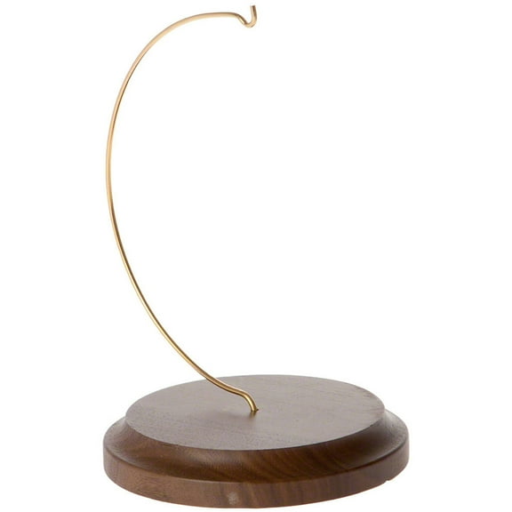 Plymor Wire Ornament Hanger Display with 4.75" Round Wood Base, 7.5" H