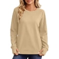 thumbnail image 5 of THNCYX Womens Crew Neck Long Sleeve Sweatshirt with Thumb Holes Solid Color Soft Casual Pullover Top for Everyday Comfort Wear S-2XL, 5 of 6