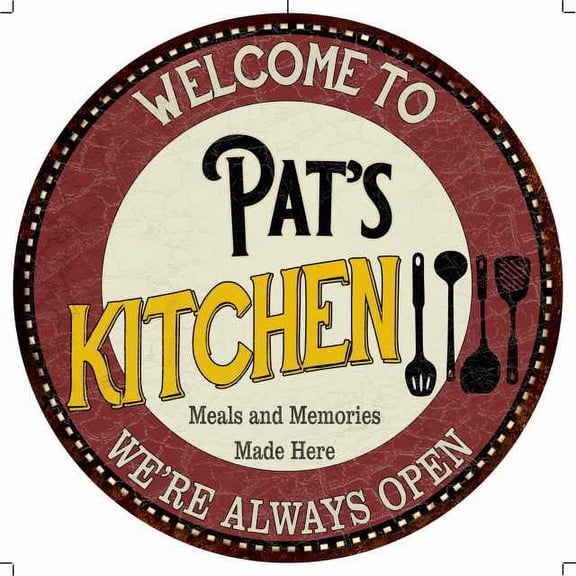 Pat's Kitchen 12" Round Metal Sign Bar Game Room Wall Déco 200120040389