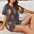 thumbnail image 4 of Balery Autumn Leaves Conjunto de Pijama para Mujer con Estampado, Dos Piezas de Manga Corta y Shorts, Ropa de Dormir Suave con Cuello Redondo y Bolsillos-Small, 4 of 6