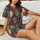 thumbnail image 4 of Fotbe Autumn Leaves Conjunto de Pijama Estampado para Mujer, 2 Piezas, Ropa de Dormir con Camiseta de Manga Corta y Shorts Suaves-X-Large, 4 of 6