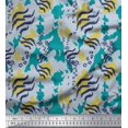 thumbnail image 1 of Soimoi Green Modal Satin Fabric Leopard & Wild Animal Skin Print Sewing Fabric BTY 42 Inch Wide, 1 of 3