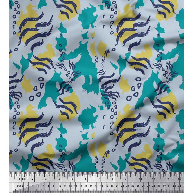 Soimoi Green Modal Satin Fabric Leopard & Wild Animal Skin Print Sewing Fabric BTY 42 Inch Wide