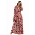 thumbnail image 2 of Women'S Boho Maxi Dress V Neck Puff Long Sleeve Ruffle A-Line Split Swing Chiffon Dresses, 2 of 8