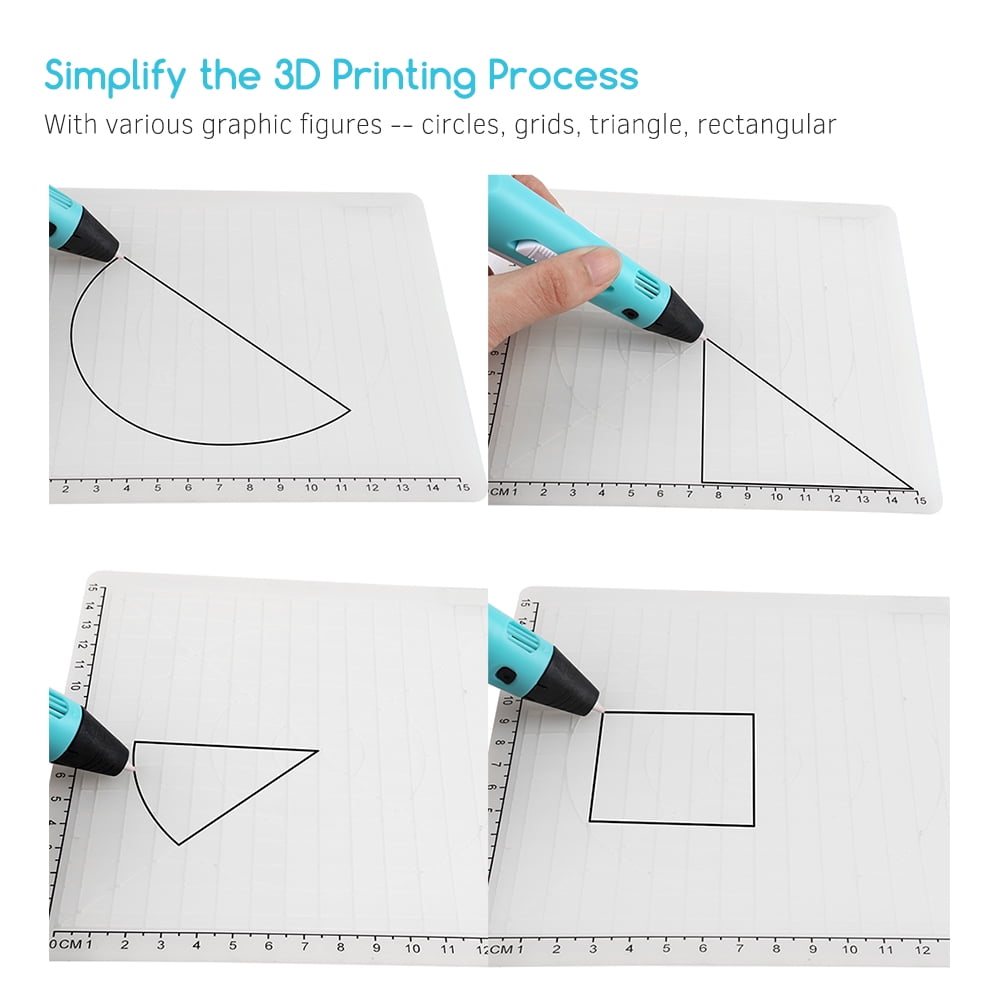 3D Printing Pen Silicone Design Mat Great 3D Pen Drawing Tools with 2 Silicone Finger Caps Stencils Book for Beginners and Children Transparent