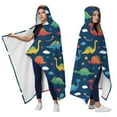 thumbnail image 2 of Wearable Blanket,DarkBlue Dinosaurs Stars Hearts Hooded Wearable Flannel Blanket for Adults & Teens,Winter Poncho Shawl Wrap Cape Cozy Anti-Pill,50"x60", 2 of 5