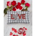 thumbnail image 2 of 12x20 Inch Valentine''s Day Pillow Cover - ''Love Like Jesus'' Script with Grey Buffalo Plaid and Red Love Hearts - Romantic Farmhouse Decorative Cushion Case for Home, Sofa, and Couch Decor, 2 of 6