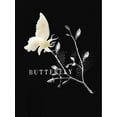 thumbnail image 4 of 1pc Women'S Casual Polyester Round Neck Short Sleeve T-Shirt with Floral Butterfly Print, Fashionable All-Season Comfort Fit Top, 4 of 8