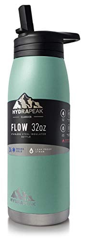 BPA-Free and Leak-Proof Hydrapeak Flow 32oz Insulated Water Bottle with Straw Lid Wide Mouth Flask with Bite Straw and Handle Double Wall Vacuum Insulated Stainless Steel Water Bottles Orchid 