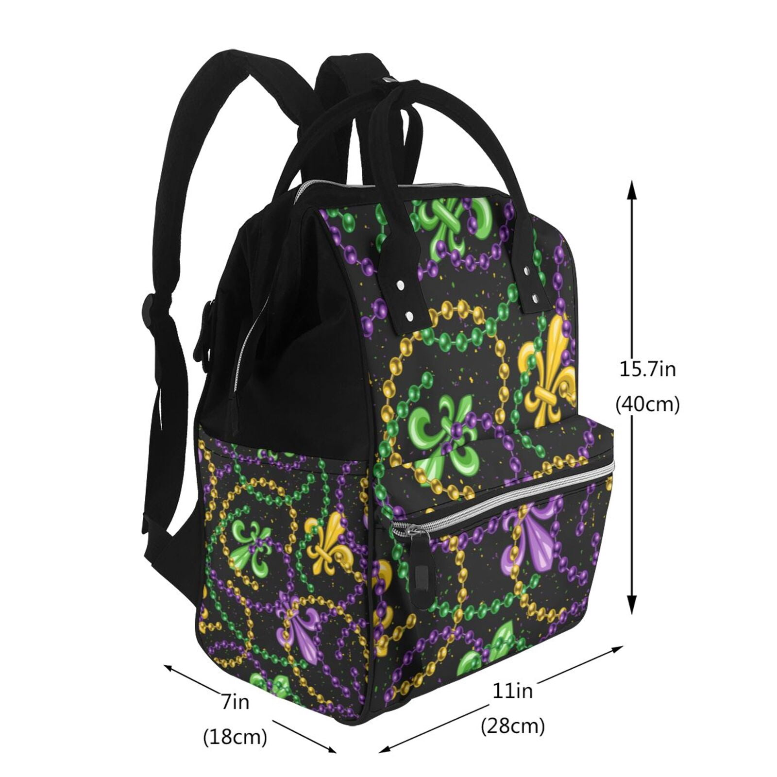 Ratiio Mardi Gras6 Mummy Backpack - Waterproof Twill Canvas, Large Capacity Diaper Bag with Multiple Pockets and Adjustable Straps