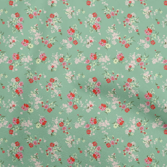 oneOone Velvet Sea Green Fabric Floral Quilting Supplies Print Sewing Fabric By The Yard 58 Inch Wide