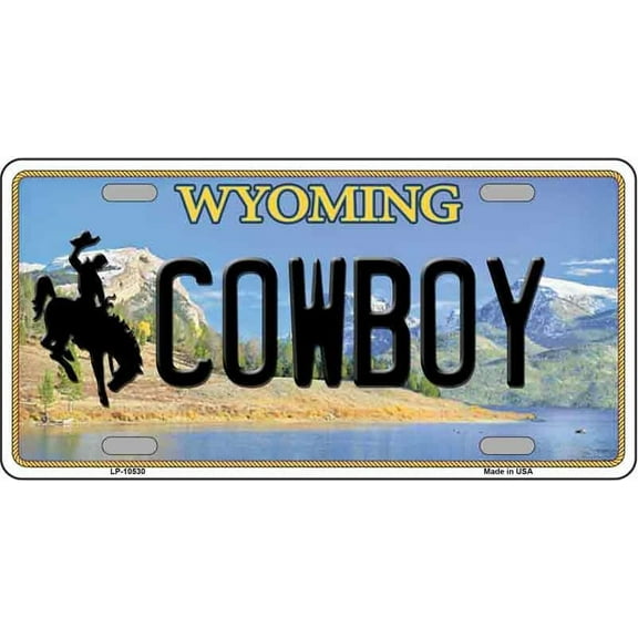 Cowboy Wyoming Metal Novelty License Plate LP-10530