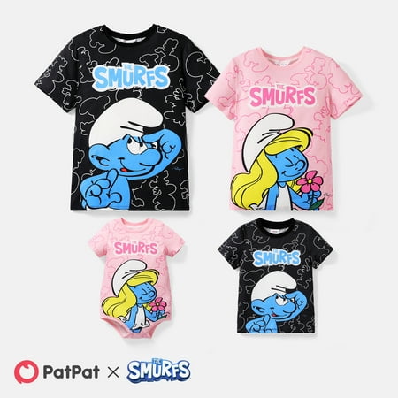 

PatPat Mommy and Me The Smurfs Family Matching Graphic Print Short-sleeve Naia Tee