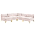 thumbnail image 3 of Modway Ardent 5-Piece Performance Velvet Sectional Sofa in Pink, 3 of 10