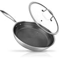 thumbnail image 1 of 10" Stainless Steel Frying Pan - Triply Kitchenware Stir Fry Pan Kitchen Cookware w/ Dakin Etching Non-Stick Coating, Scratch-Resistant Raised-up Honeycomb Fire Textured Pattern - NC3PL10, 1 of 5