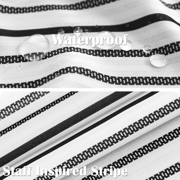 Black and White Modern Farmhouse Shower Curtain with 12 Hooks 70x72 Inches Waterproof Fabric