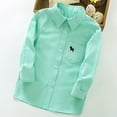 thumbnail image 6 of Boys Button Down Shirt 100% Cotton Long Sleeve, Puppy Embroidered Casual & School Shirt for Kids Kids to Teen, Green, Sizes 3-16 Years,Size 15-16 T, 6 of 7