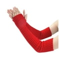 thumbnail image 1 of Glisme Gants d'Hiver pour Femmes et Gants Longs Droits en Laine Tricotée Sans Doigts, Chauds, à Manches Longues, Rouges, 1 of 4