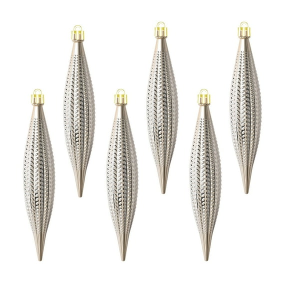 6 Pcs Plastic Finial Drop Christmas Ornaments Decorative Hanging Ornaments Shiny Shatterproof Hanging Ornaments for Christmas Tree Decor Wedding Party Xmas Holiday(Khaki)