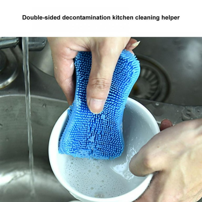 Double Sided Sponge Brush Kitchen Washing Dishes Cleaning Supplies  Combination