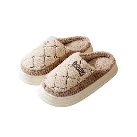 

Crocowalk Unisex Plush Slippers Fluffy House Shoes Winter Warm Fuzzy Slipper Breathable Slip On Home Shoe Mens Lightweight Closed Toe Khaki Platform 9.5-10