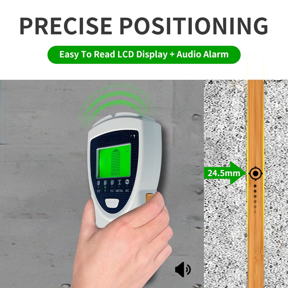 Stud Finder Wall Scanner, 5 in 1 Stud Detector with HD LCD Display for Center and Edge of Wood Metal AC Wire Detection