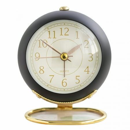 DESIGNICE Small Table Clocks,Classic Tabletop Kids Room Analog Alarm Clock Battery Operated Desk Clock for Bedroom Living Room Kitchen Indoor Decor,Black