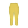 thumbnail image 4 of Birdeem Womens Summer High Waisted Solid Color Capris Matching Slim Fitting Yoga Gym Pants, 4 of 11