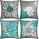 thumbnail image 1 of Juego de 4 fundas de cojines verde azulado 18x18 turquesa y gris para sofá, funda de almohada moderna de margaritas para sala de estar, cojín de cama, decoración exterior, verde, 18″×18″ JAMW Sencillez, 1 of 5