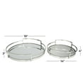 thumbnail image 3 of DecMode 19", 14"W Silver Stainless Steel Metal Mirrored Tray with Elevated Rim and Handles, 2-Pieces, 3 of 11