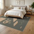 thumbnail image 3 of ODIKA 6'x9' Olive Taupe Geometric Elegance Washable Area Rug Abstract Shapes with Modern Flair Non-Slip, Easy Care, for Family Room, Living Mater Bedroom, 3 of 7