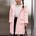 thumbnail image 4 of Hicidod Kids Fleece Jacket Hooded Faux Fur Long Winter Sherpa Coats Fashion Solid Soft Cozy Thick Warm Girls Outerwear, 4 of 7