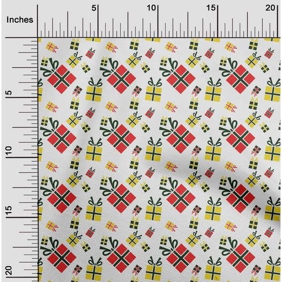 oneOone Cotton Silk Cream Fabric Merry Christmas Quilting Supplies Print Sewing Fabric By The Yard 42 Inch Wide