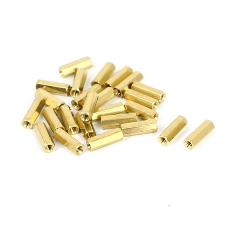 

M3 x 14mm Female Thread Brass Hex Standoff Pillar Rod Spacer Coupler Nut 25pcs