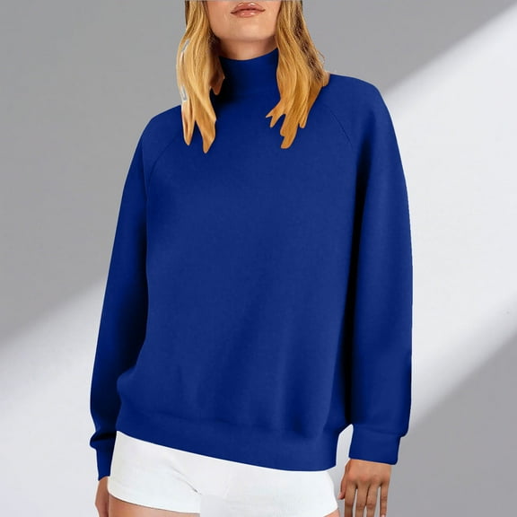 jobturf Sweatshirt for Women Turtleneck Fall Trendy Plain Long Sleeve Pullover Tops Fall Winter Casual Soft Workout Hoodies with Pockets