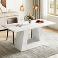 thumbnail image 2 of Tribesigns 63-Inch Dining Table for 4 to 6 People, Modern Rectangular Dining Room Table, Wooden Faux Marble Dinner Table with Sturdy Base, 2 of 7