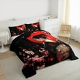 thumbnail image 3 of Manfei Chic Geisha Bedding Comforter Set 2pcs, Anime Girl Twin Comforter Sets, Japanese Cherry Blossoms Bedding Set, Black Red Breathable Home Decor, 3 of 8