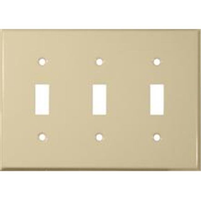 Stainless Steel Metal Wall Plates 3 Gang Toggle Switch Ivory