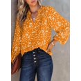 thumbnail image 3 of Blouse en Chiffon à Manches Longues Smockées à Imprimé Floral Col en V Décontractée pour Femmes, Style Bohème, 3 of 5