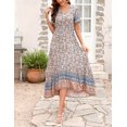 thumbnail image 2 of Yesfashion Wholesale Womens Summer 2025 Short Sleeve V Neck Floral Print Casual Midi Dresses, 2 of 8