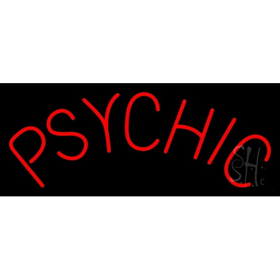 Red Psychic LED Neon Sign 13" Tall x 32" Wide - inches Black Square Cut Acrylic Backing, with Dimmer - Bright and Premium built indoor LED Neon Sign for Storefront.