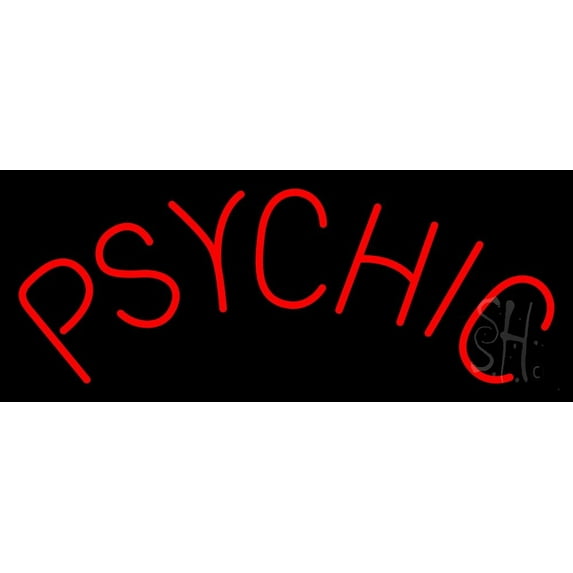 Red Psychic LED Neon Sign 10" Tall x 24" Wide - inches Black Square Cut Acrylic Backing, with Dimmer - Bright and Premium built indoor LED Neon Sign for Storefront.