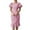 Pink, variant on Uaswgudfs Women's Short Sleeve Fitted Midi Dress - Summer Casual Ruffled Hem & Pleated Accents, Knee-Length Style Pink S