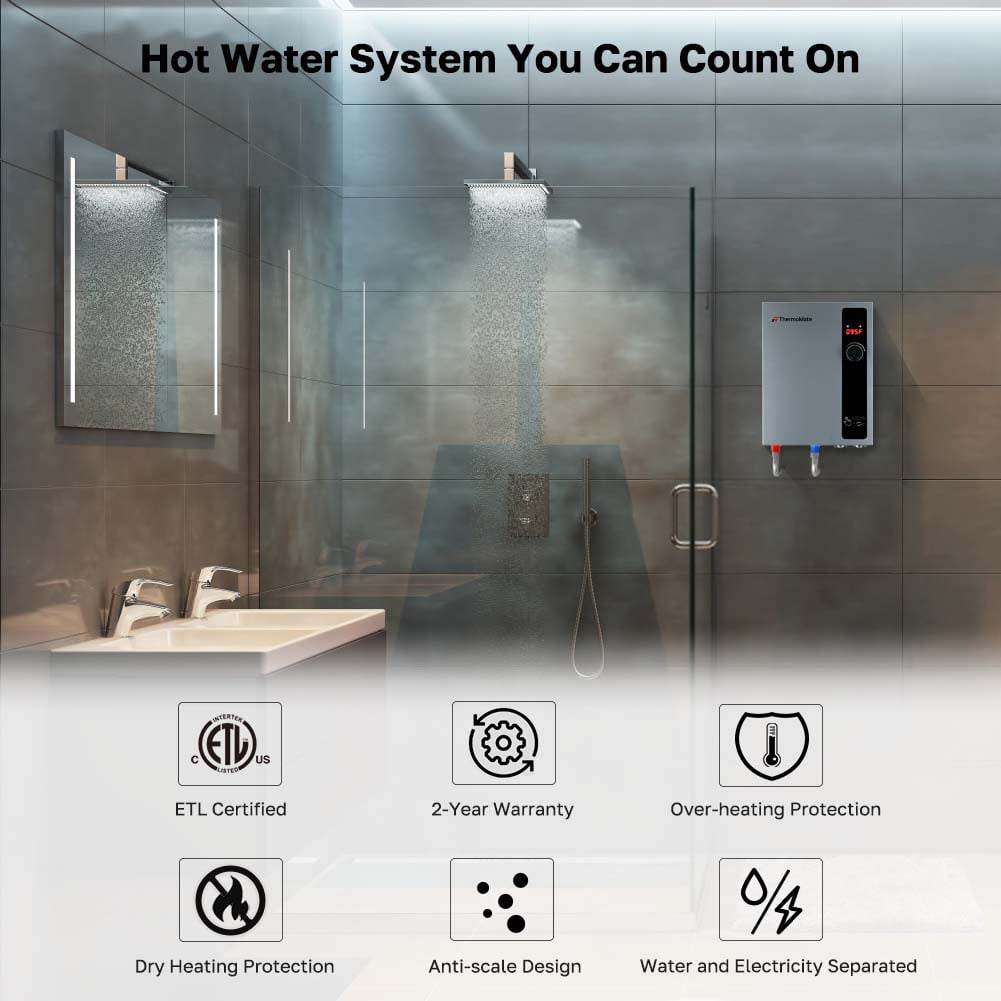 ThermoMate 27kW 240 Volt Electric Tankless Water Heater, Reliable Hot Water for Home, Shop, Cabins