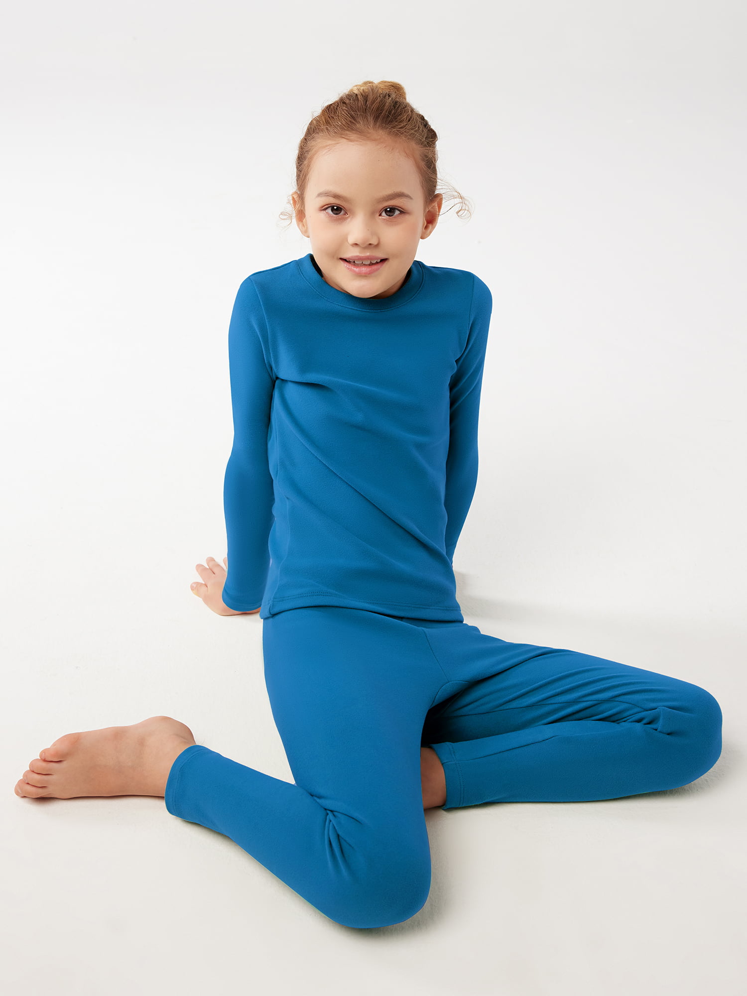  Girls Thermal Underwear Set Kids Long Johns Fleece Lined  Base Layer Top & Bottom Thermals For Girl Charcoal X-Large