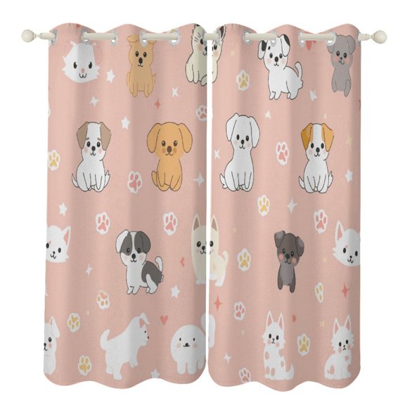 Cute Dog Modern Window for Living Room Curtains for Child Bedroom Kitchen Decor Blinds Drapes