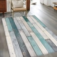 thumbnail image 3 of Turquoise Grey Wooden Large Area Rugs for Bedroom Living Room, Soft Non Slip Carpet Bedside Rug, Farmhouse Teal Wood Rectangular Floor Cover Kitchen Accent Rug 2.7'x5' for Dining Room/Office, 3 of 9