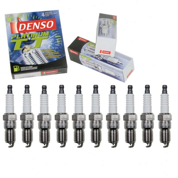 10 pc DENSO Platinum TT Spark Plugs compatible with Ford F-250 Super Duty 6.8L V10 1999-2004