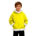thumbnail image 6 of Gyexs Christmas Hoodie Sweatshirt for Kids Long Sleeve Pullover Tops with Feather Trim Hood Toddler Winter Warm Casual Fashion Outerwear Z02 Yellow & 4-5 Years, 6 of 8
